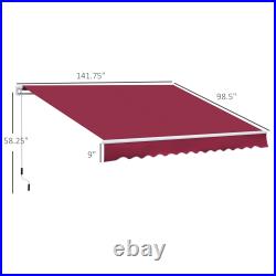 Outsunny 12'x8' Retractable Patio Awning/Sun Shade for Outdoor Patio