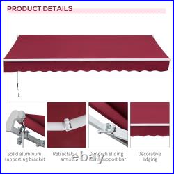Outsunny 12'x8' Retractable Patio Awning/Sun Shade for Outdoor Patio