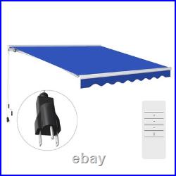Outsunny 13' x 10' Electric Retractable Awning with LED Lights, Blue