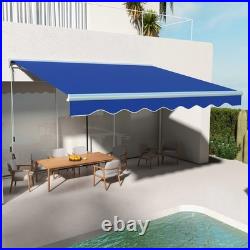 Outsunny 13' x 10' Electric Retractable Awning with LED Lights, Blue