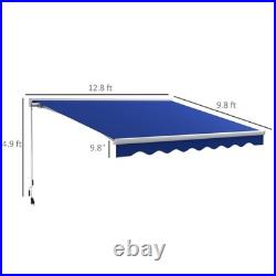 Outsunny 13' x 10' Electric Retractable Awning with LED Lights, Blue