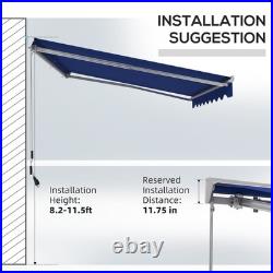 Outsunny 13' x 10' Electric Retractable Awning with LED Lights, Blue