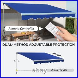 Outsunny 13' x 10' Electric Retractable Awning with LED Lights, Blue