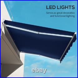 Outsunny 13' x 10' Electric Retractable Awning with LED Lights, Blue