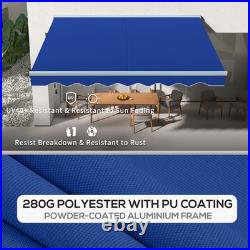 Outsunny 13' x 10' Electric Retractable Awning with LED Lights, Blue