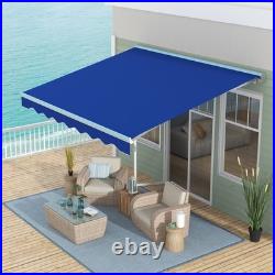 Outsunny 13' x 10' Electric Retractable Awning with LED Lights, Blue
