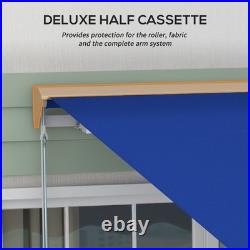 Outsunny 13' x 10' Electric Retractable Awning with LED Lights, Blue