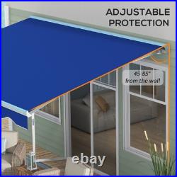 Outsunny 13' x 10' Electric Retractable Awning with LED Lights, Blue
