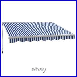 Outsunny 13' x 10' Electric Retractable Awning with LED Lights, Blue/White