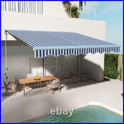 Outsunny 13' x 10' Electric Retractable Awning with LED Lights, Blue/White