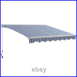 Outsunny 13' x 10' Electric Retractable Awning with LED Lights, Blue/White