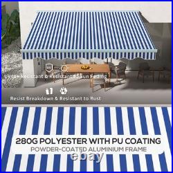 Outsunny 13' x 10' Electric Retractable Awning with LED Lights, Blue/White