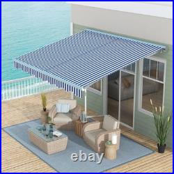 Outsunny 13' x 10' Electric Retractable Awning with LED Lights, Blue/White