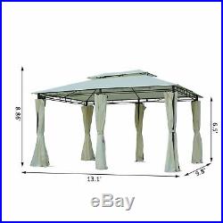 Outsunny 13 x 10 Outdoor 2-Tier Steel Frame Gazebo with Curtains Black/Cream