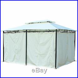 Outsunny 13 x 10 Outdoor 2-Tier Steel Frame Gazebo with Curtains Black/Cream