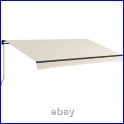 Outsunny 13' x 10' Patio Retractable Awning Sunshade Shelter Beige & White