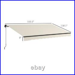 Outsunny 13' x 10' Patio Retractable Awning Sunshade Shelter Beige & White