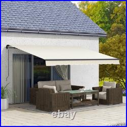 Outsunny 13' x 10' Patio Retractable Awning Sunshade Shelter Beige & White
