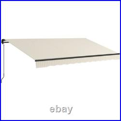 Outsunny 13' x 10' Patio Retractable Awning Sunshade Shelter Beige & White