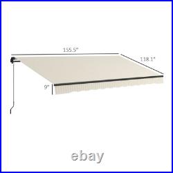 Outsunny 13' x 10' Patio Retractable Awning Sunshade Shelter Beige & White