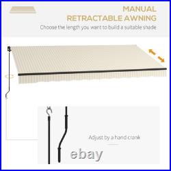Outsunny 13' x 10' Patio Retractable Awning Sunshade Shelter Beige & White