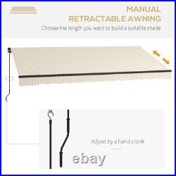 Outsunny 13' x 10' Patio Retractable Awning Sunshade Shelter Beige & White
