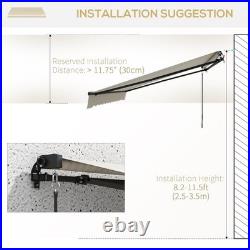 Outsunny 13' x 10' Patio Retractable Awning Sunshade Shelter Beige & White