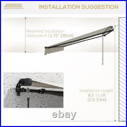 Outsunny 13' x 10' Patio Retractable Awning Sunshade Shelter Beige & White