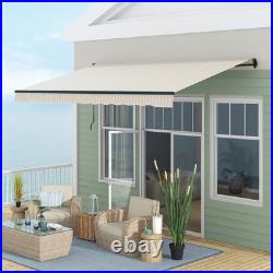 Outsunny 13' x 10' Patio Retractable Awning Sunshade Shelter Beige & White