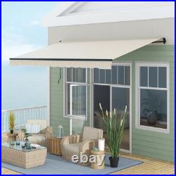 Outsunny 13' x 10' Patio Retractable Awning Sunshade Shelter Beige & White
