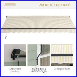 Outsunny 13' x 10' Patio Retractable Awning Sunshade Shelter Beige & White
