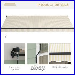 Outsunny 13' x 10' Patio Retractable Awning Sunshade Shelter Beige & White