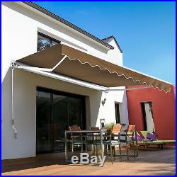 Outsunny 13' x 8' Manual Retractable Patio Awning Sun Shade Canopy Coffee