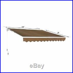 Outsunny 13' x 8' Manual Retractable Patio Awning Sun Shade Canopy Coffee