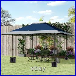 Outsunny 13'x13' Pop Up Canopy with Wheeled Carry Bag and Sand Bags, Navy