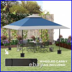 Outsunny 13'x13' Pop Up Canopy with Wheeled Carry Bag and Sand Bags, Navy