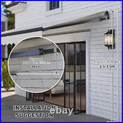 Outsunny 15' x 10' Electric Retractable Awning, All Aluminum Frame, White