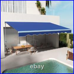 Outsunny 16.5' x 10' Electric Retractable Awning with LED Lights, Blue