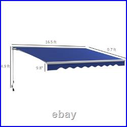 Outsunny 16.5' x 10' Electric Retractable Awning with LED Lights, Blue