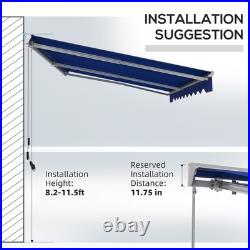 Outsunny 16.5' x 10' Electric Retractable Awning with LED Lights, Blue