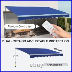 Outsunny 16.5' x 10' Electric Retractable Awning with LED Lights, Blue
