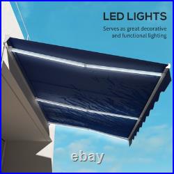 Outsunny 16.5' x 10' Electric Retractable Awning with LED Lights, Blue