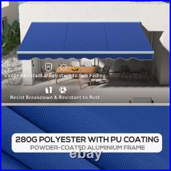 Outsunny 16.5' x 10' Electric Retractable Awning with LED Lights, Blue