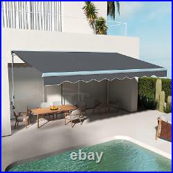 Outsunny 16.5' x 10' Electric Retractable Awning with LED Lights, Dark Gray