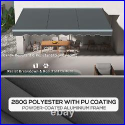Outsunny 16.5' x 10' Electric Retractable Awning with LED Lights, Dark Gray