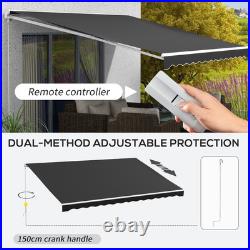 Outsunny 16' x 10' Electric Retractable Awning with Remote Controller, Black