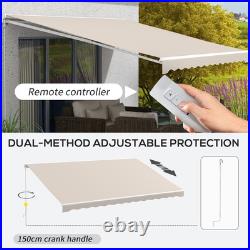 Outsunny 16' x 10' Electric Retractable Awning with Remote Controller, Cream