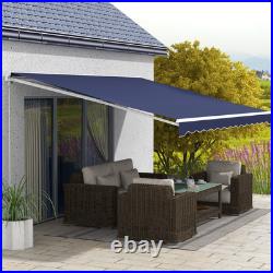 Outsunny 16' x 10' Electric Retractable Awning with Remote Controller, Dark Blue