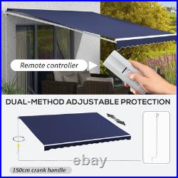 Outsunny 16' x 10' Electric Retractable Awning with Remote Controller, Dark Blue