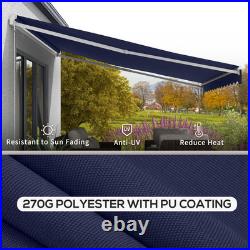 Outsunny 16' x 10' Electric Retractable Awning with Remote Controller, Dark Blue